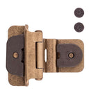 HICKORY Double Demountable 3/8" Inset Partial Wrap Cabinet Hinge (pair) in Antique Brass P5312-AB Open Top
