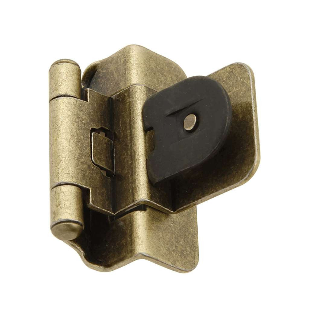 HICKORY Double Demountable 3/8" Inset Partial Wrap Cabinet Hinge (pair) in Antique Brass P5312-AB