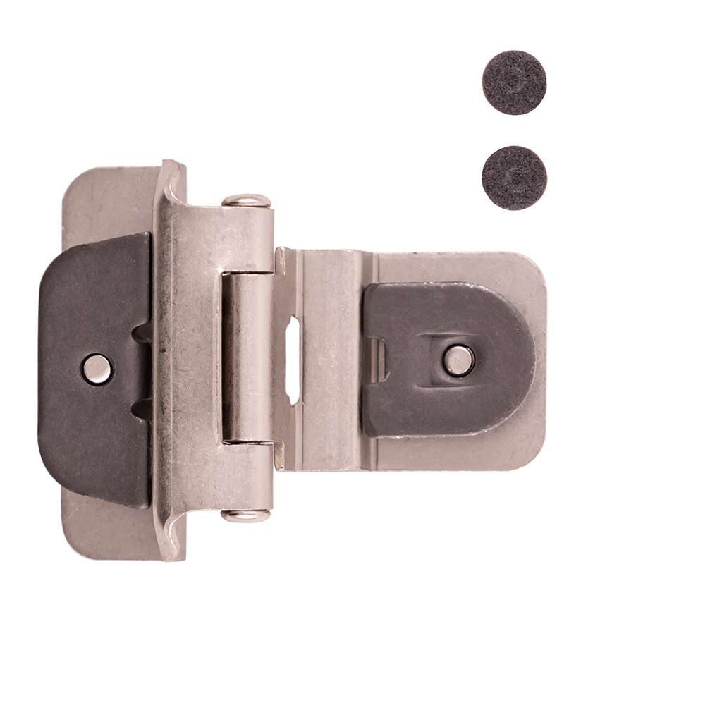 Hickory Double Demountable 3/8" Inset Partial Wrap Cabinet Hinge (pair) in Satin Nickel P5312-SN Top View
