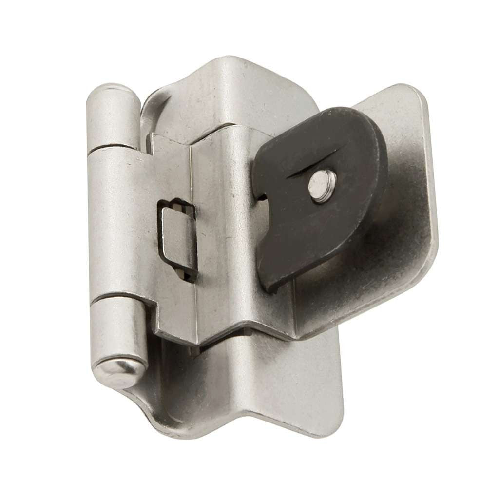 Hickory Double Demountable 3/8" Inset Partial Wrap Cabinet Hinge (pair) in Satin Nickel P5312-SN