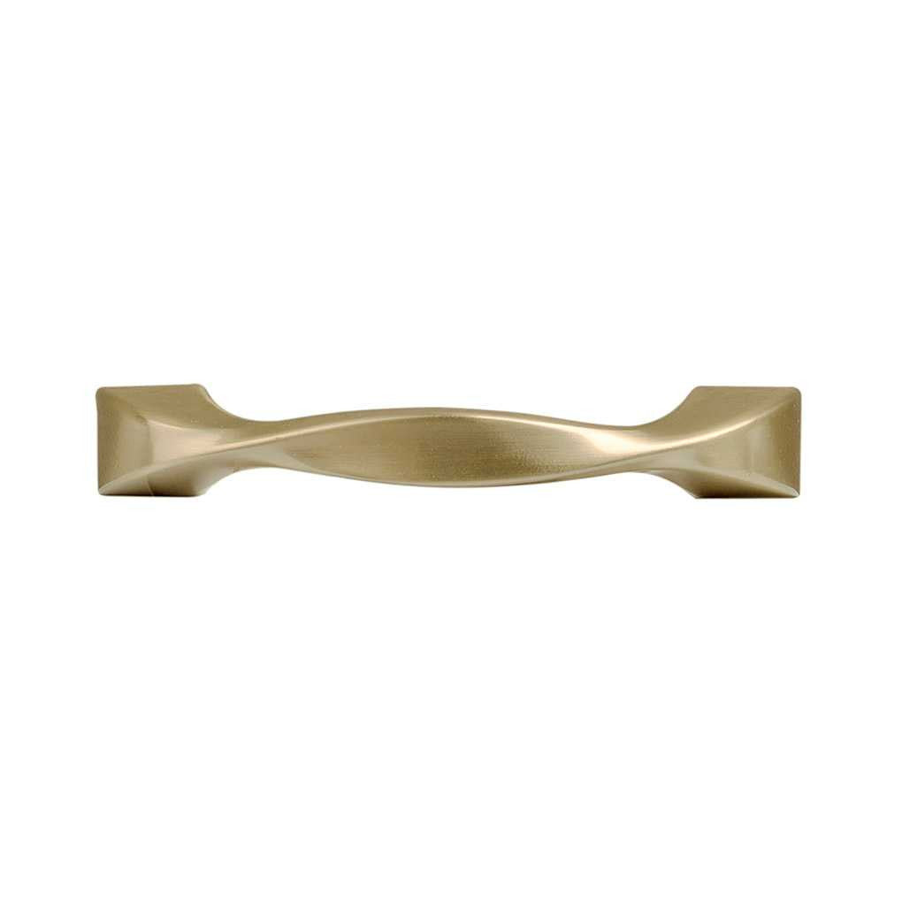 Top View of a Golden Nickel 3" Hole Centers Cabinet Handle Pull from Hickory Hardware's Twist Collection H076015-EGN