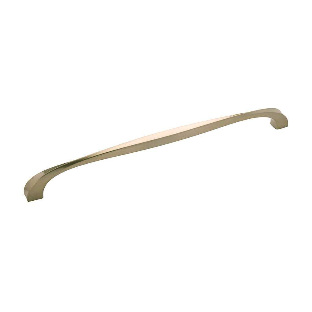 Main View of a Golden Nickel 12" Hole Centers Cabinet Handle Pull from Hickory Hardware's Twist Collection H076021-EGN