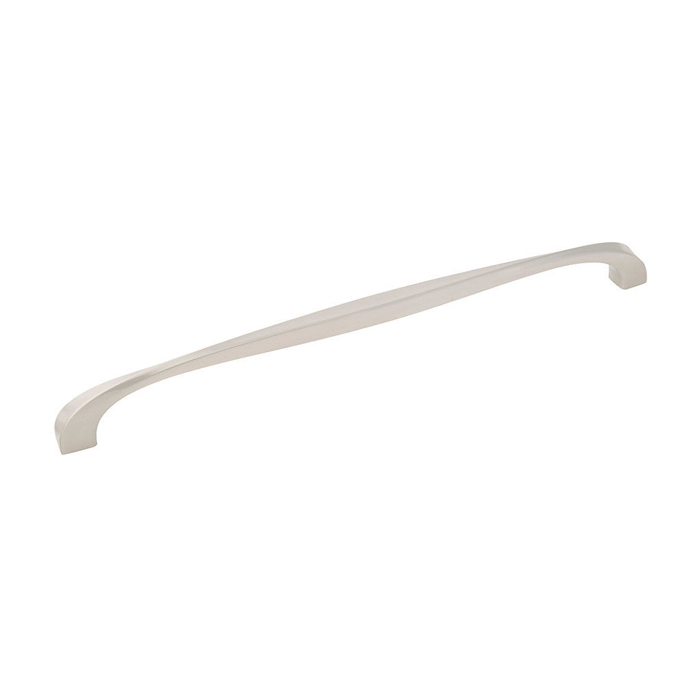 Main View of a Satin Nickel 12" Hole Centers Cabinet Handle Pull from Hickory Hardware's Twist Collection H076021-SN