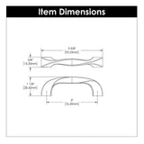 Technical Drawing of a Polished Nickel 3" Hole Centers Cabinet Handle from Hickory Hardware's Twist Collection H076015-14