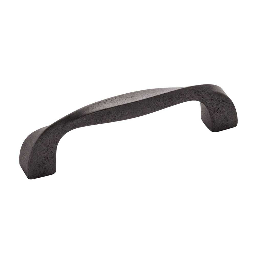Main View of a Black Iron 3-3/4" Hole Centers Cabinet Handle Pull from Hickory Hardware's Twist Collection H076016-BI