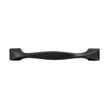 Top View of a Black Iron 3-3/4" Hole Centers Cabinet Handle Pull from Hickory Hardware's Twist Collection H076016-BI