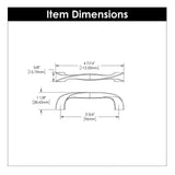 Technical Drawing of a Black Iron 3-3/4" Hole Centers Cabinet Handle Pull from Hickory Hardware's Twist Collection H076016-BI