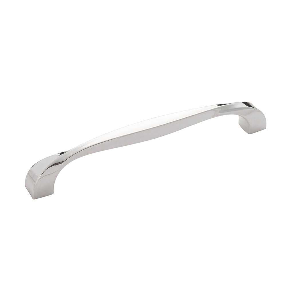 Main View of a Polished Nickel 6-1/4" Hole Centers Cabinet Handle from Hickory Hardware's Twist Collection H076018-14