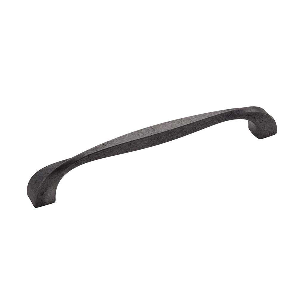 Main View of a Black Iron 6-1/4" Hole Centers Cabinet Handle Pull from Hickory Hardware's Twist Collection H076018-BI