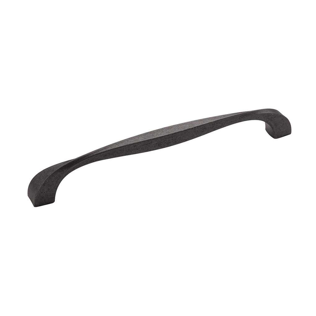 Main View of a Black Iron 7-9/16" Hole Centers Cabinet Handle Pull from Hickory Hardware's Twist Collection H076019-BI