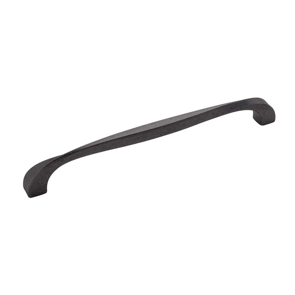 Main View of a Black Iron 8-3/4" Hole Centers Cabinet Handle Pull from Hickory Hardware's Twist Collection H076020-BI