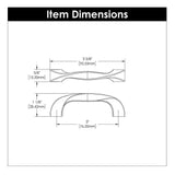 Technical Drawing of a Satin Nickel 3" Hole Centers Cabinet Handle Pull from Hickory Hardware's Twist Collection H076015-SN