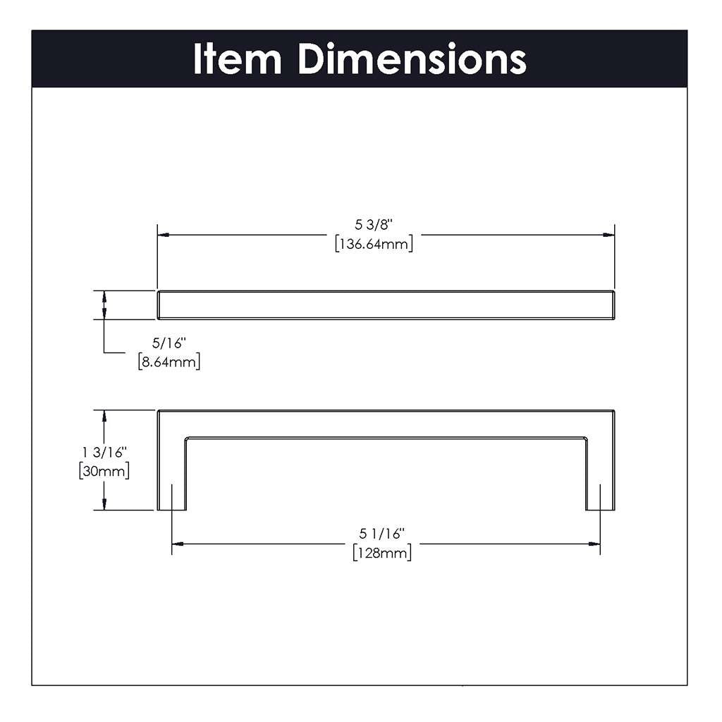 HICKORY Heritage Designs Square Handle Cabinet Pull in Satin Nickel 128mm R077747SN Specs