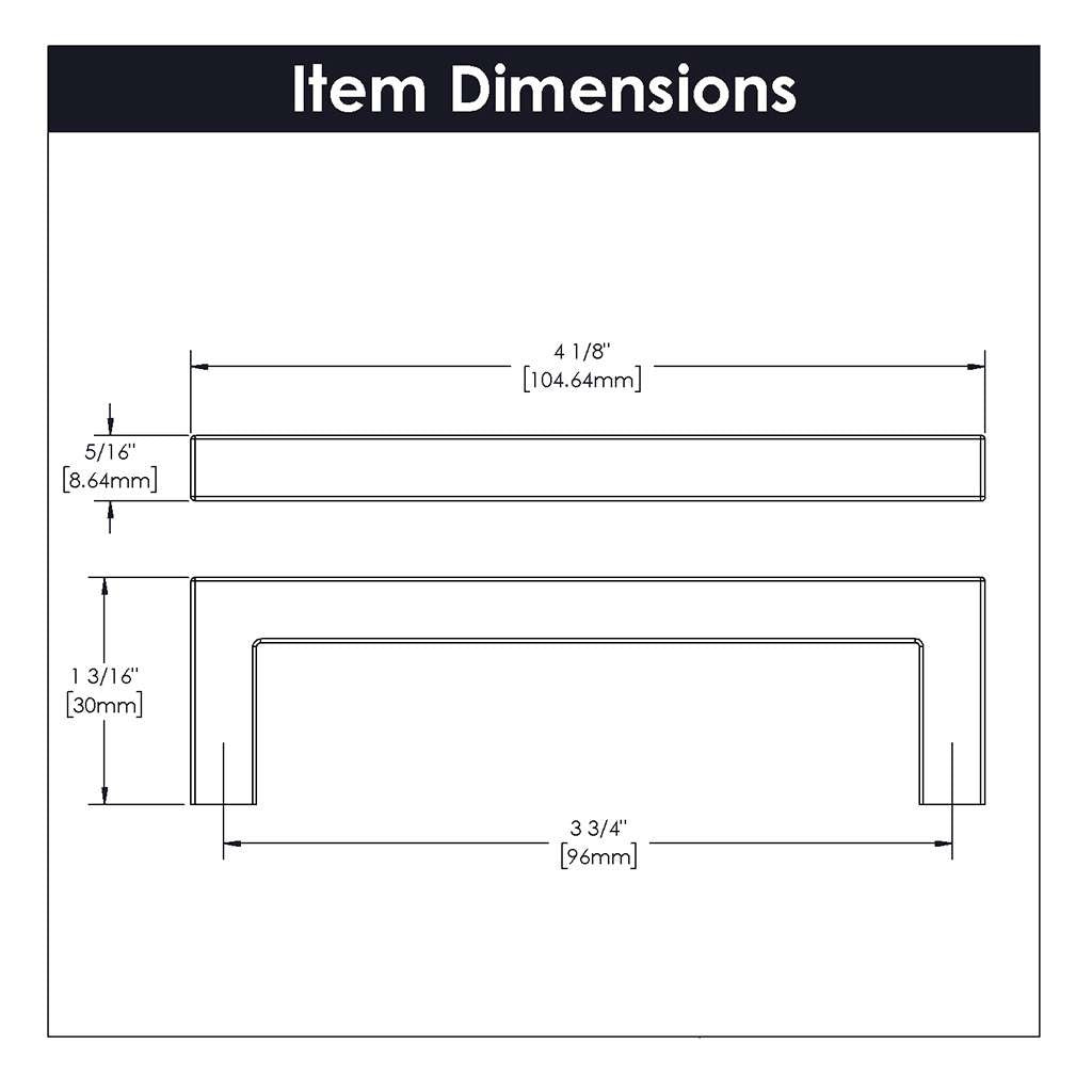 HICKORY Heritage Designs Square Handle Cabinet Pull in Satin Nickel 96mm R078429SN Specs