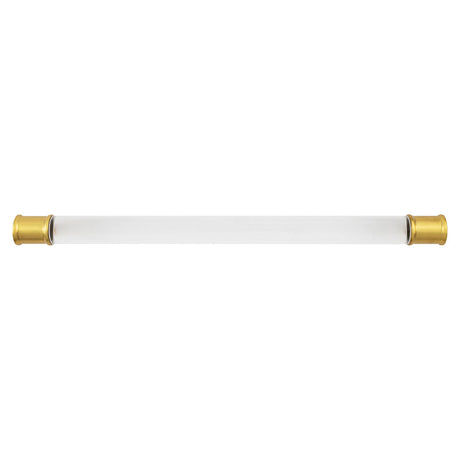 HICKORY Midway Handle Cabinet Pulls in Brushed Golden Brass and Clear 12" P3711-CABGB Front View