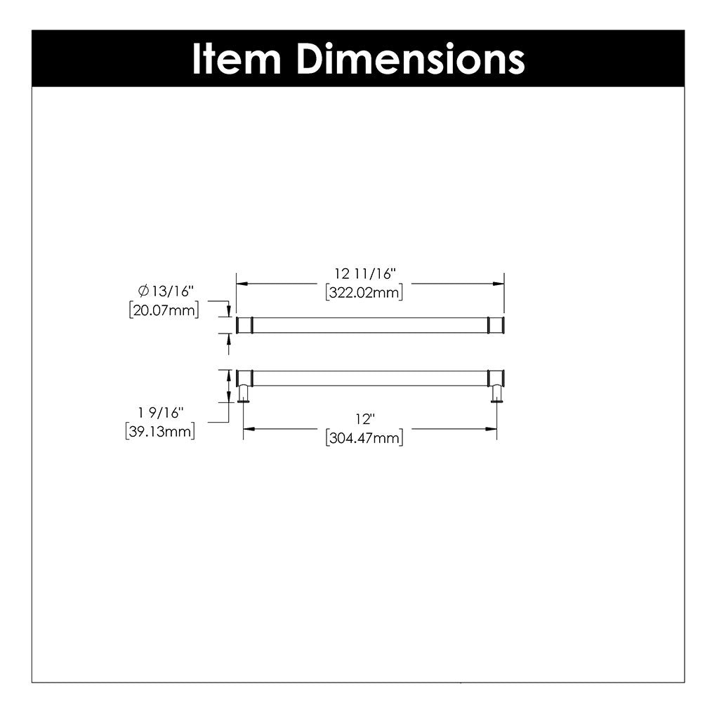 HICKORY Midway Handle Cabinet Pulls in Brushed Golden Brass and Clear 12" P3711-CABGB Specs