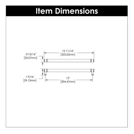 HICKORY Midway Handle Cabinet Pulls in Brushed Golden Brass and Clear 12" P3711-CABGB Specs