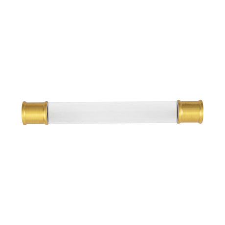 HICKORY Midway Handle Cabinet Pulls in Brushed Golden Brass and Clear 128mm P3635-CABGB Front View