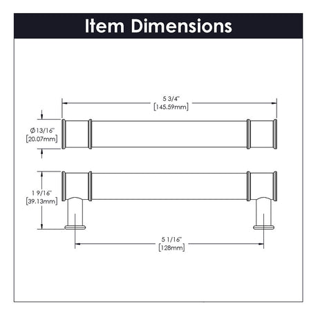 HICKORY Midway Handle Cabinet Pulls in Brushed Golden Brass and Clear 128mm P3635-CABGB Specs