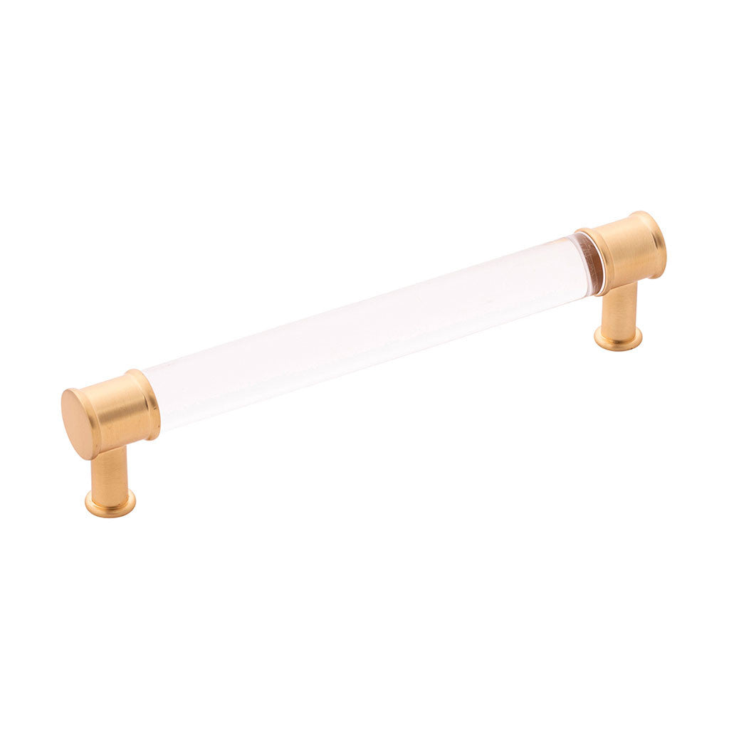 HICKORY Midway Handle Cabinet Pulls in Brushed Golden Brass and Clear 160mm P3702-CABGB
