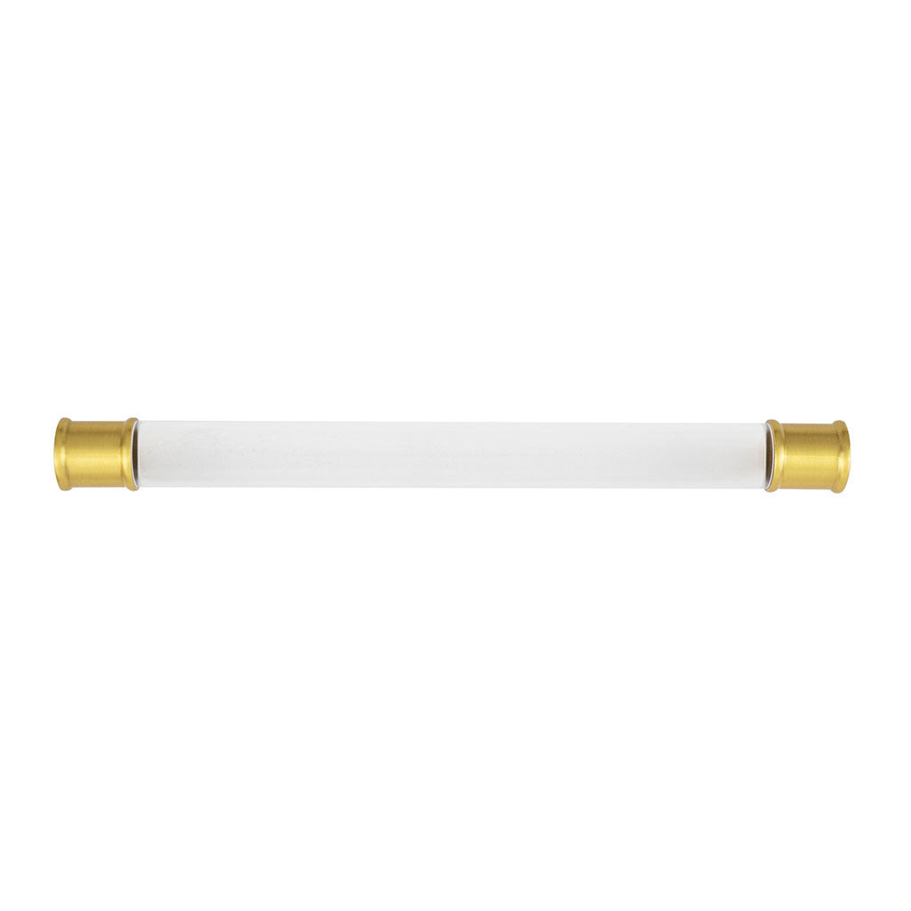 HICKORY Midway Handle Cabinet Pulls in Brushed Golden Brass and Clear 192mm P3703-CABGB Front View