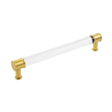 HICKORY Midway Handle Cabinet Pulls in Brushed Golden Brass and Clear 192mm P3703-CABGB