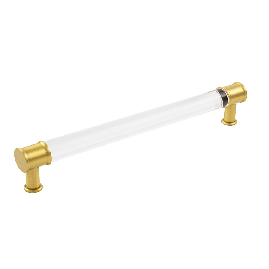 HICKORY Midway Handle Cabinet Pulls in Brushed Golden Brass and Clear 224mm P3704-CABGB