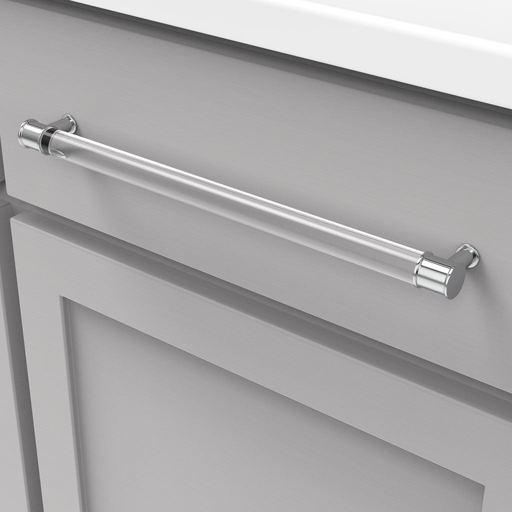 HICKORY Midway Handle Cabinet Pulls in Chrome and Clear 12" P3711-CACH Mounted
