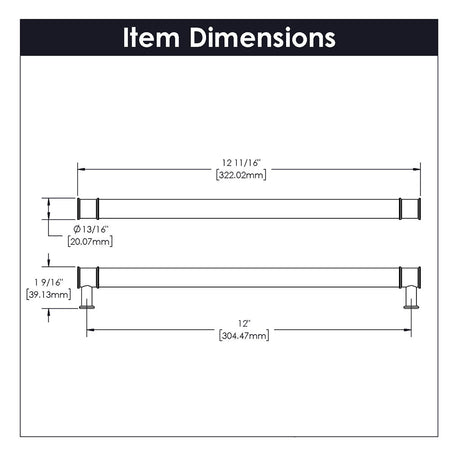 HICKORY Midway Handle Cabinet Pulls in Chrome and Clear 12" P3711-CACH Specs