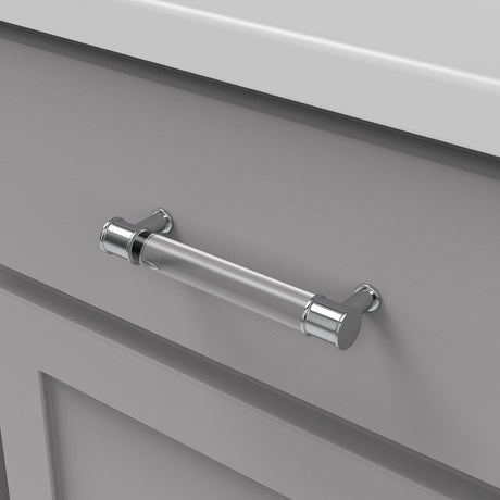 HICKORY Midway Handle Cabinet Pulls in Chrome and Clear 128mm P3635-CACH Mounted