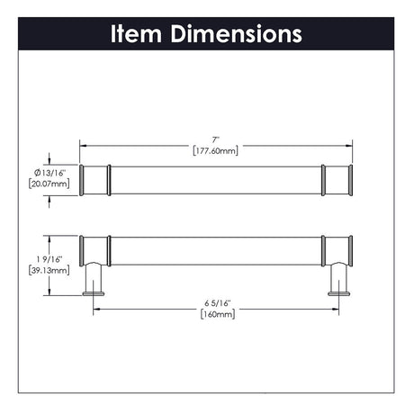 HICKORY Midway Handle Cabinet Pulls in Chrome and Clear 160mm P3702-CACH Specs
