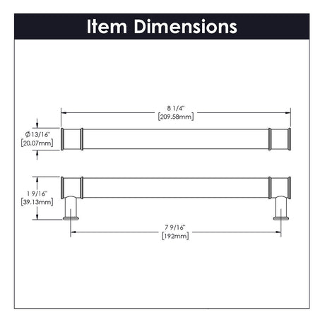 HICKORY Midway Handle Cabinet Pulls in Chrome and Clear 192mm P3703-CACH Specs