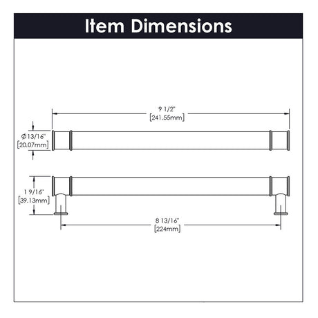 HICKORY Midway Handle Cabinet Pulls in Chrome and Clear 224mm P3704-CACH Specs