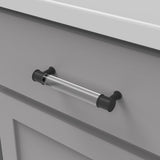HICKORY Midway Handle Cabinet Pulls in Matte Black and Clear 128mm P3635-CAMB Mounted