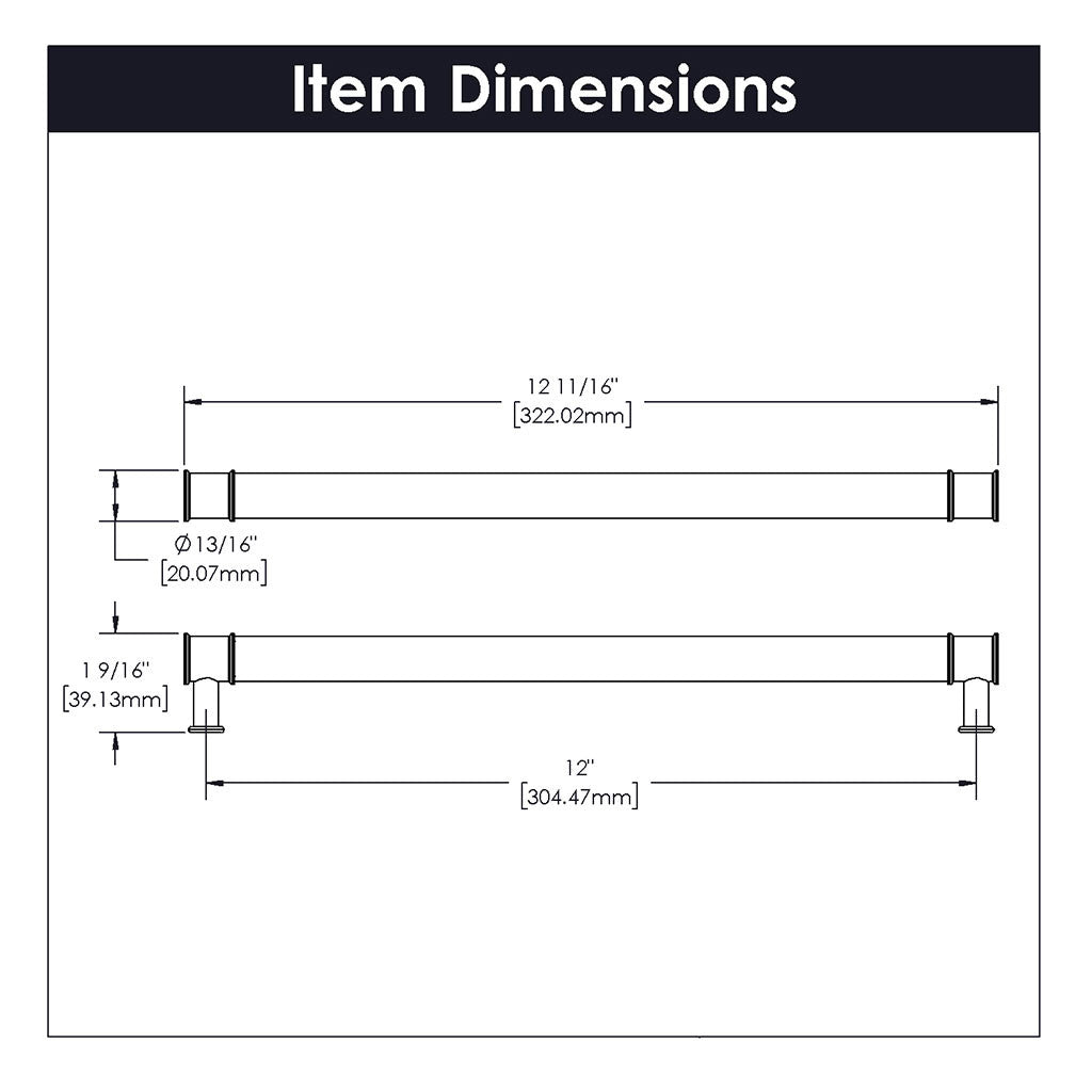 HICKORY Midway Handle Cabinet Pulls in Satin Nickel and Clear 12" P3711-CASN Specs