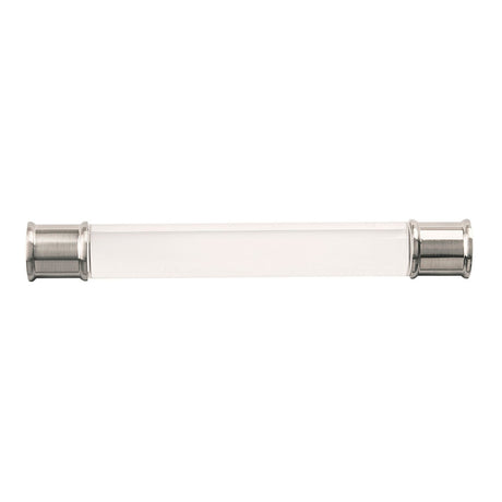 HICKORY Midway Handle Cabinet Pulls in Satin Nickel and Clear 128mm P3635-CASN Front View