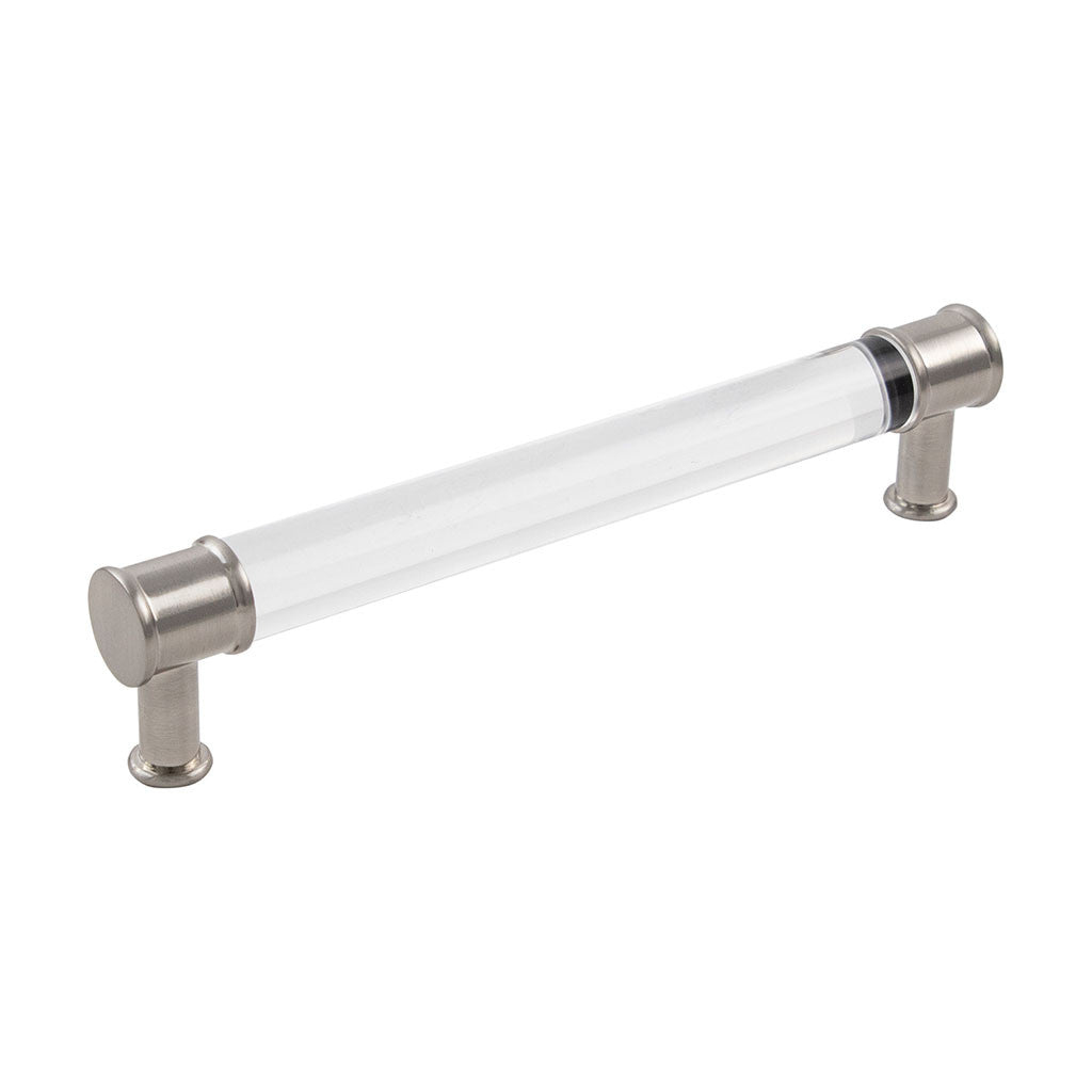 HICKORY Midway Handle Cabinet Pulls in Satin Nickel and Clear 160mm P3702-CASN