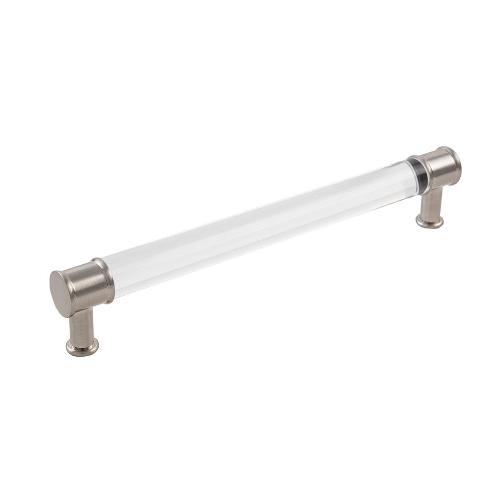 HICKORY Midway Handle Cabinet Pulls in Satin Nickel and Clear 192mm P3703-CASN