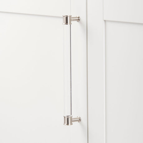 HICKORY Midway Handle Cabinet Pulls in Satin Nickel and Clear 224mm P3704-CASN Display
