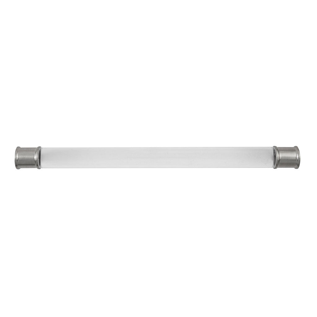 HICKORY Midway Handle Cabinet Pulls in Satin Nickel and Clear 224mm P3704-CASN Front View