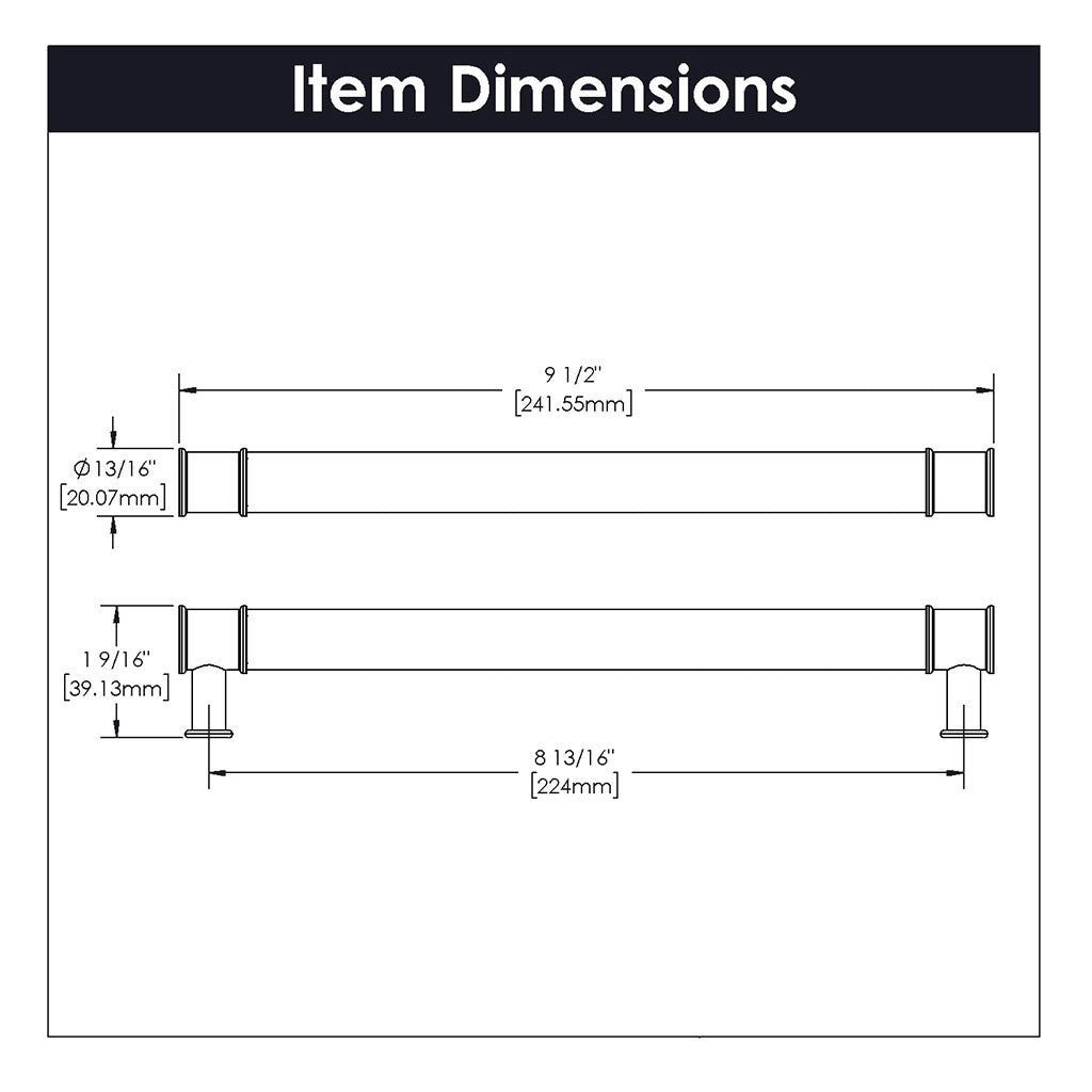 HICKORY Midway Handle Cabinet Pulls in Satin Nickel and Clear 224mm P3704-CASN Specs