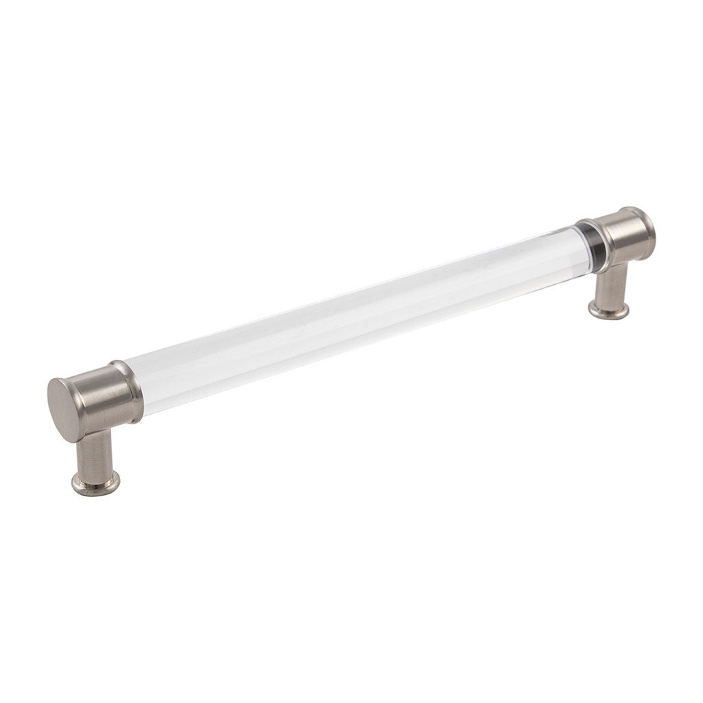 HICKORY Midway Handle Cabinet Pulls in Satin Nickel and Clear 224mm P3704-CASN