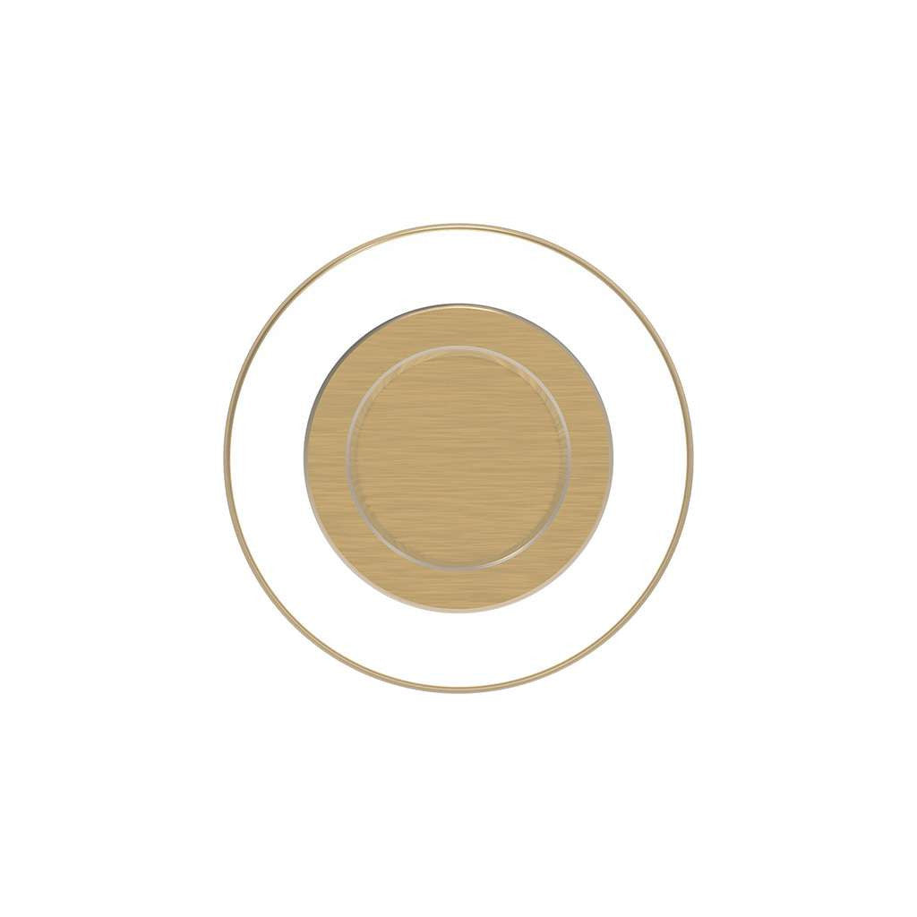 HICKORY Midway Round Cabinet Knob in Brushed Golden Brass and Clear 1-1/4" P3709-CABGB Front View