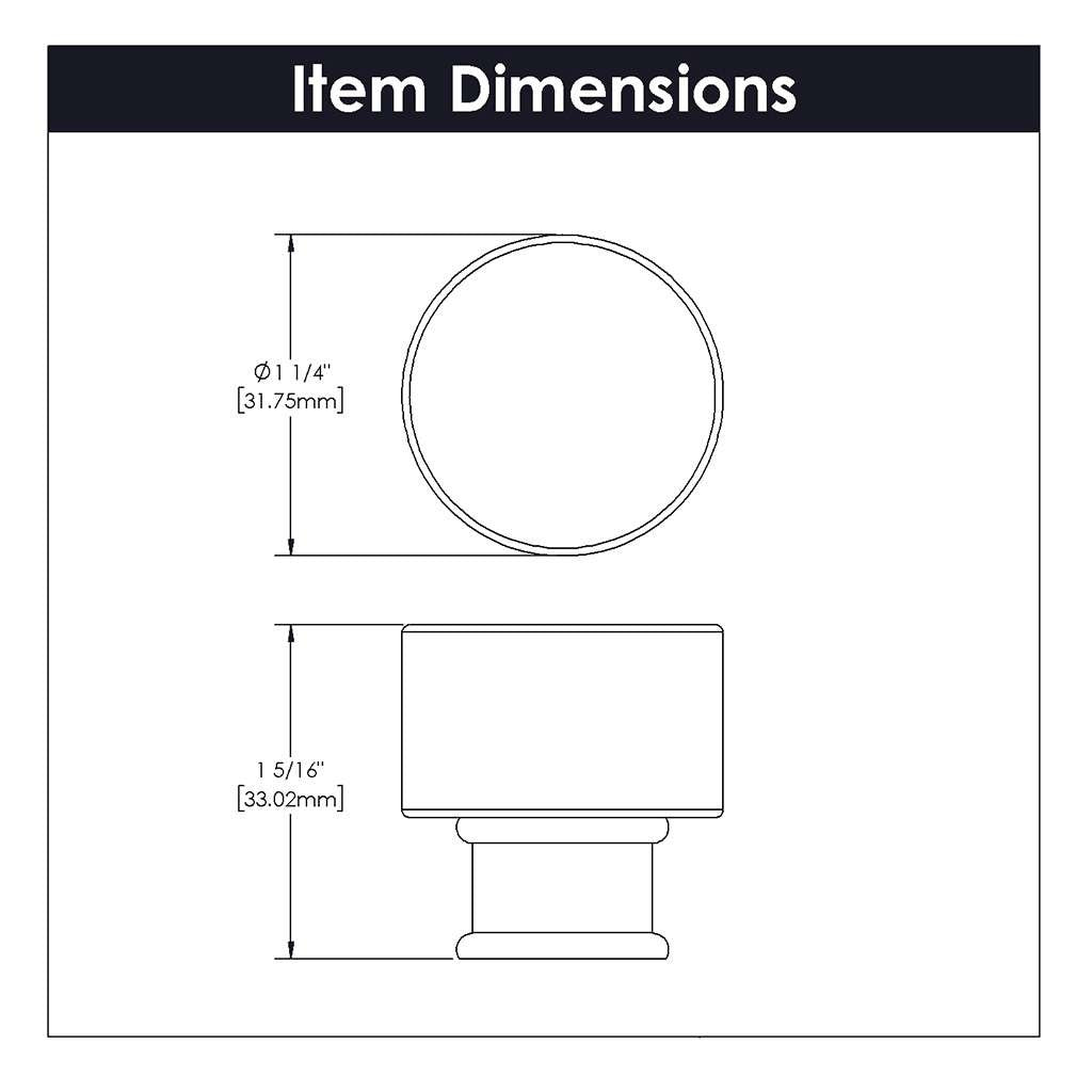 HICKORY Midway Round Cabinet Knob in Chrome and Clear 1-1/4" P3709-CACH Specs