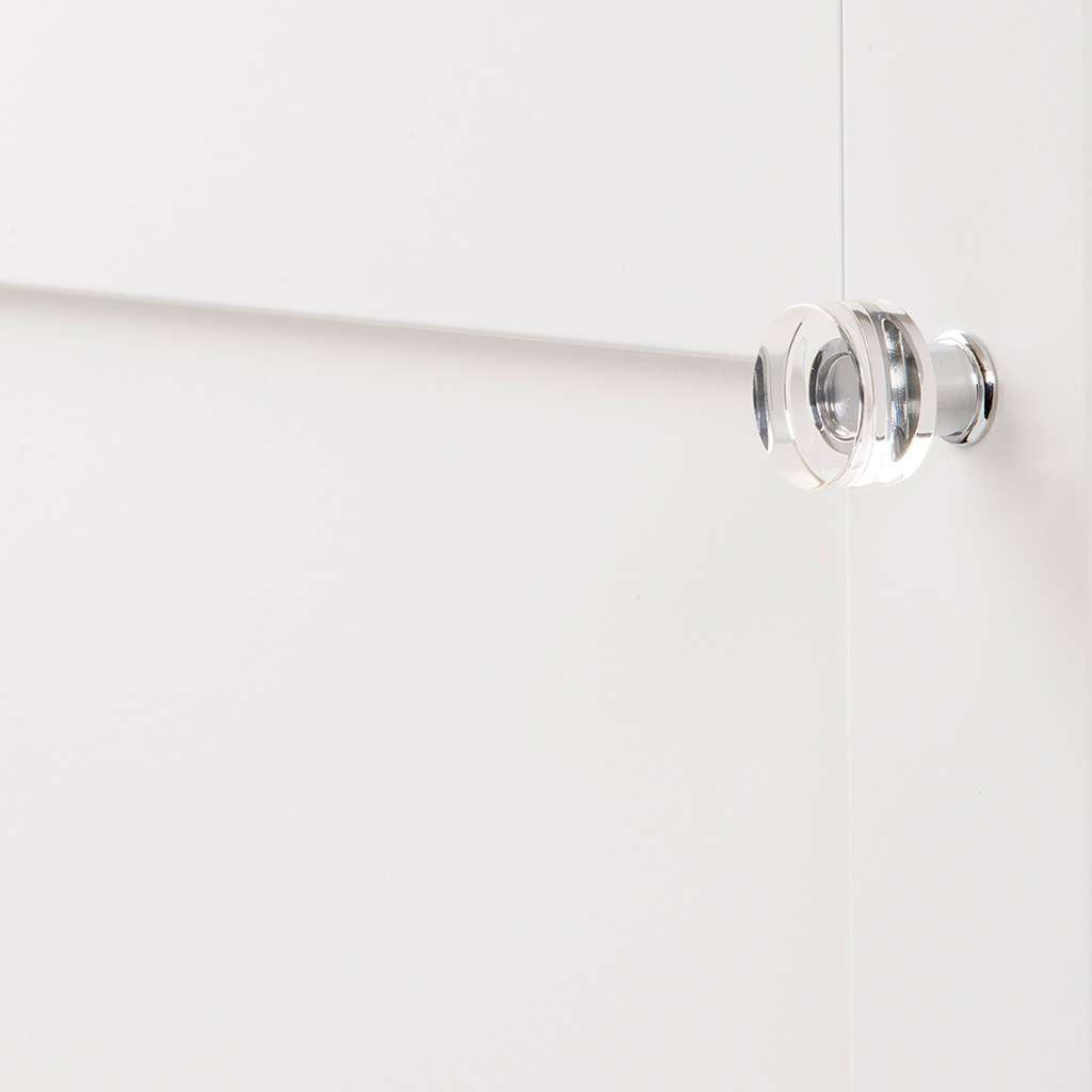 HICKORY Midway Round Cabinet Knob in Chrome and Clear 1" P3708-CACH Display Angle