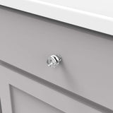 HICKORY Midway Round Cabinet Knob in Chrome and Clear 1" P3708-CACH Mounted