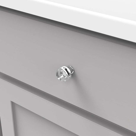 HICKORY Midway Round Cabinet Knob in Chrome and Clear 1" P3708-CACH Mounted
