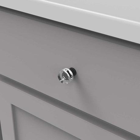 HICKORY Midway Round Cabinet Knob in Matte Black and Clear 1" P3708-CAMB Mounted
