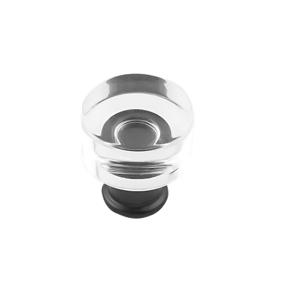 HICKORY Midway Round Cabinet Knob in Matte Black and Clear 1" P3708-CAMB
