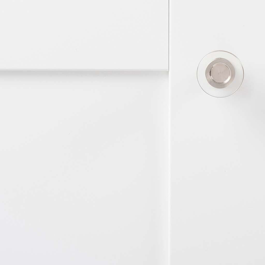 HICKORY Midway Round Cabinet Knob in Satin Nickel and Clear 1" P3708-CASN Display Front View